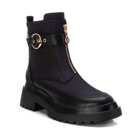 NEW XTI women's front zip biker boots in black - Picture 1 of 4